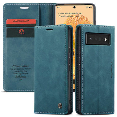 CaseMe Google Pixel 6a 5G Classic PU Leather Folio Case Cover