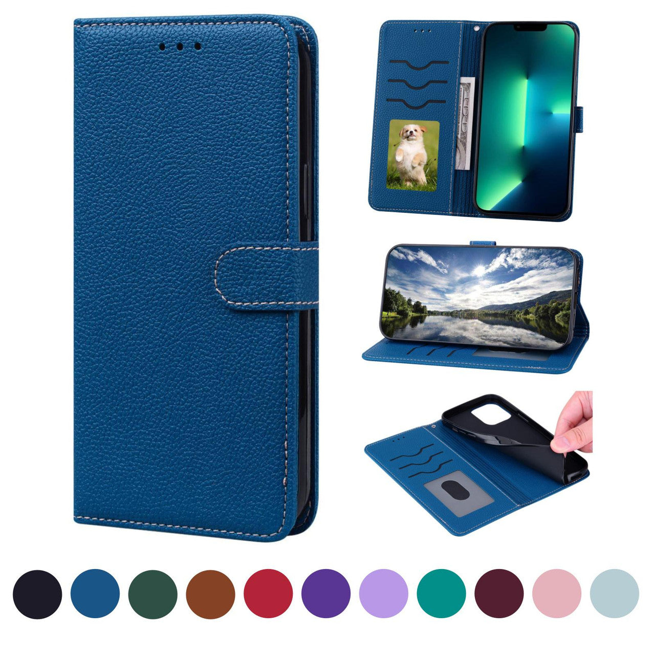 Folio Case iPhone 15 Leather Cover Photo Apple Phone iPhone15